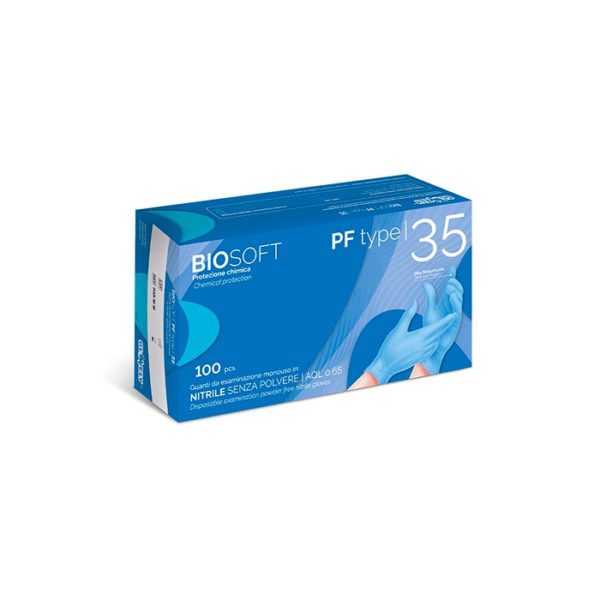 Guanti Nitrile Biosoft PF Type 35 Blu