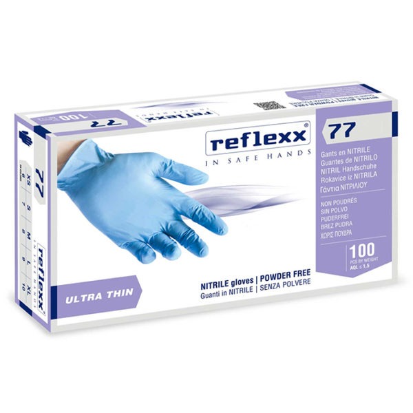 Guanti In Nitrile Reflexx 77 Blu Gr.3.0 - Taglia M