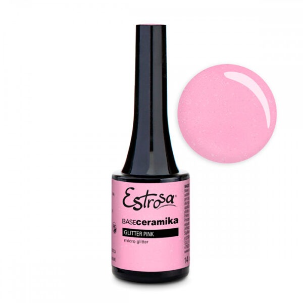 Estrosa Base Gel Builder Ceramika 14ml - Glitter Pink